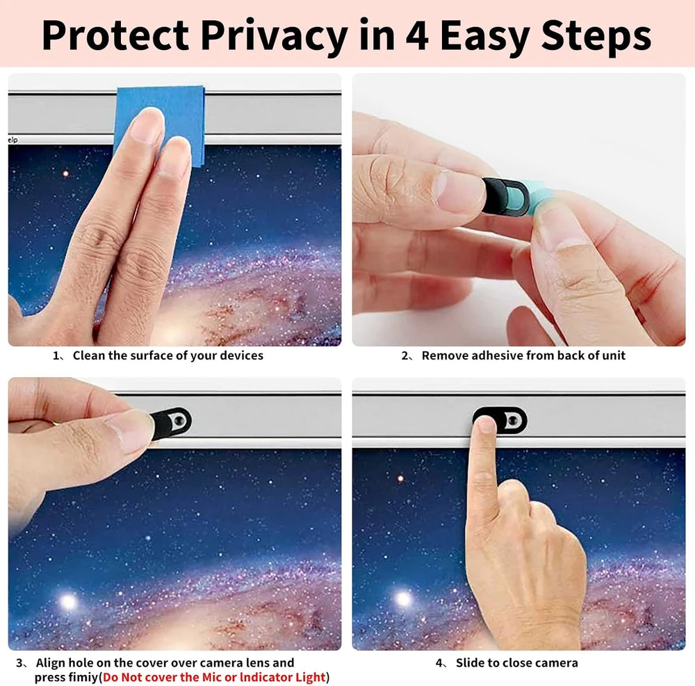 Cubierta para cámara web (paquete de 3), protector deslizante ultrafino de 0.03 pulgadas para cámara de portátil, compatible con iPhone, iPad, MacBook Pro, computadora, iMac, teléfono móvil y accesorios de PC, ideal para la privacidad - Negro