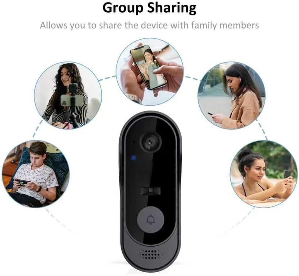 Timbre inteligente con cámara visual inalámbrico y recargable X8, cámaras de seguridad para el hogar con visión nocturna, comunicación bidireccional, sensor de alarma resistente al agua, videoportero y protección de la privacidad.