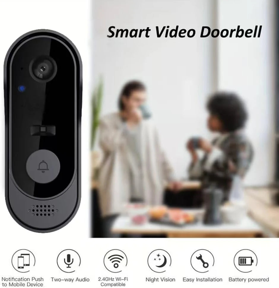 Timbre inteligente con cámara visual inalámbrico y recargable X8, cámaras de seguridad para el hogar con visión nocturna, comunicación bidireccional, sensor de alarma resistente al agua, videoportero y protección de la privacidad.