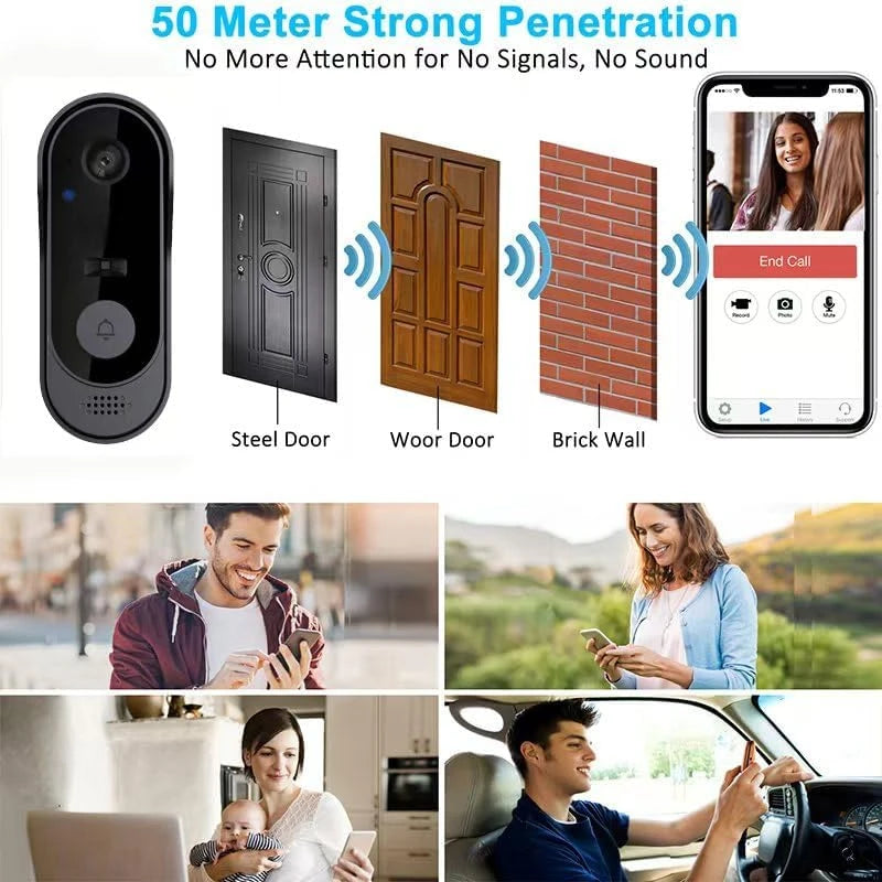 Timbre inteligente con cámara visual inalámbrico y recargable X8, cámaras de seguridad para el hogar con visión nocturna, comunicación bidireccional, sensor de alarma resistente al agua, videoportero y protección de la privacidad.