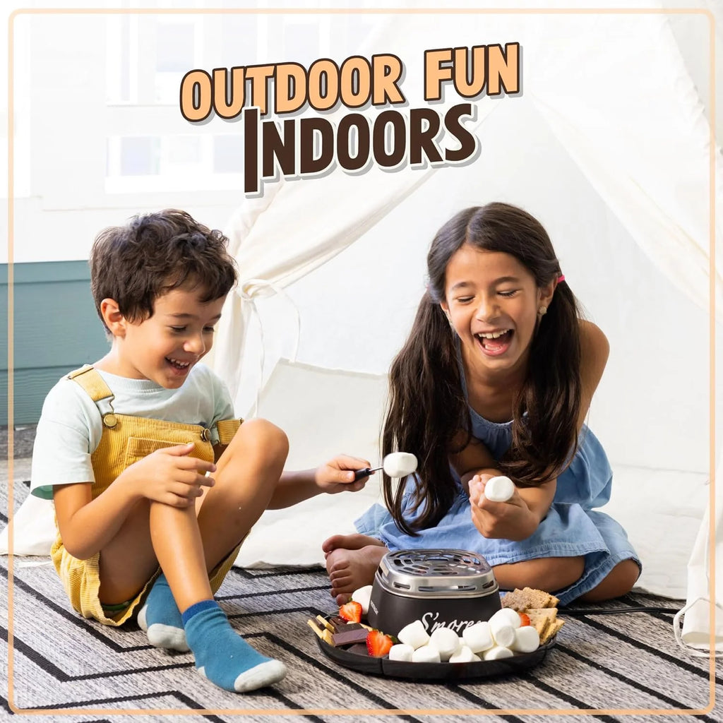 Indoor Smores Maker Smores Kit, Electric Smore Maker with 4 Marshmallows Roasting Forks, Black