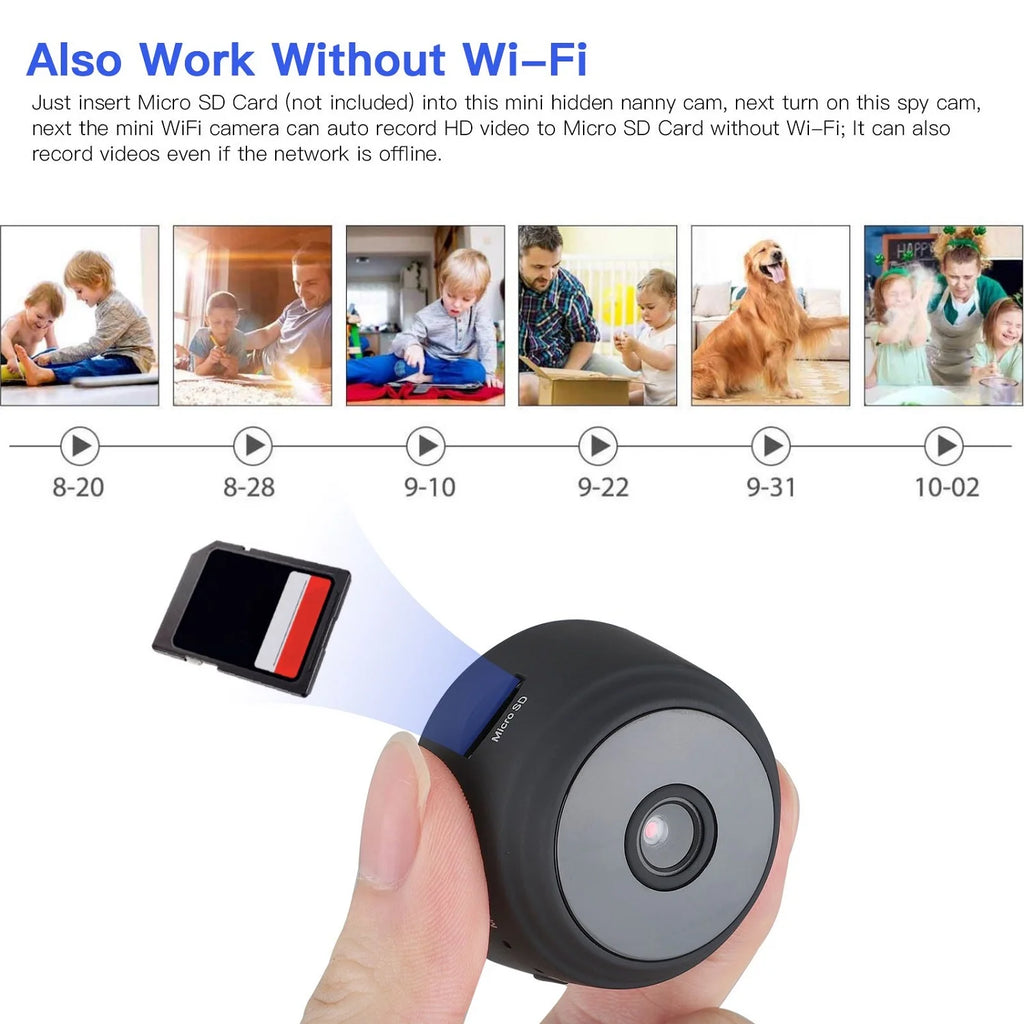 SZDUDU Mini Wireless Security Camera, Full HD 720P Portable Small HD Nanny Cam with Night Vision, Video Record and Motion Detection for Home Car Drone Office and Outdoor Use