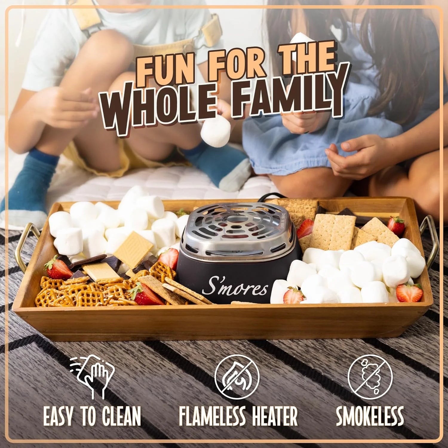 Indoor Smores Maker Smores Kit, Electric Smore Maker with 4 Marshmallows Roasting Forks, Black